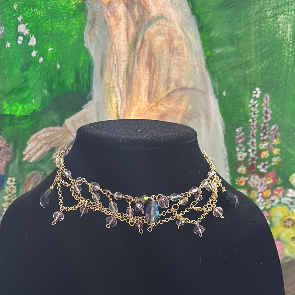 Elegant Gold and Multicolor Beaded Necklace